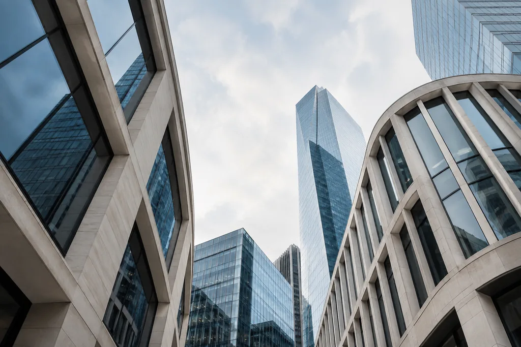 Contemporary architecture viewed from below